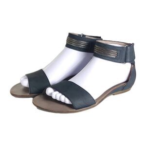 Paul Green Women's Cotie US7,5 AU5 Blue Leather Embellished Ankle Strap Sandals